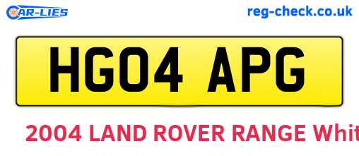 HG04APG are the vehicle registration plates.