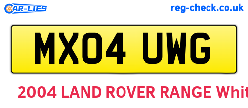MX04UWG are the vehicle registration plates.