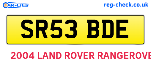 SR53BDE are the vehicle registration plates.