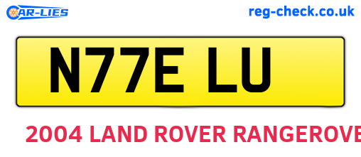 N77ELU are the vehicle registration plates.
