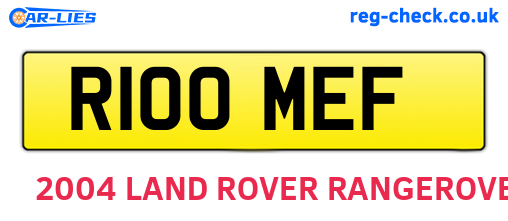 R100MEF are the vehicle registration plates.