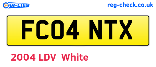 FC04NTX are the vehicle registration plates.