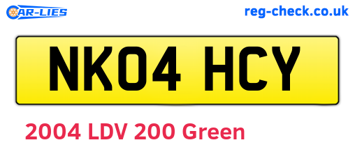 NK04HCY are the vehicle registration plates.