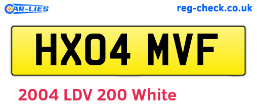 HX04MVF are the vehicle registration plates.