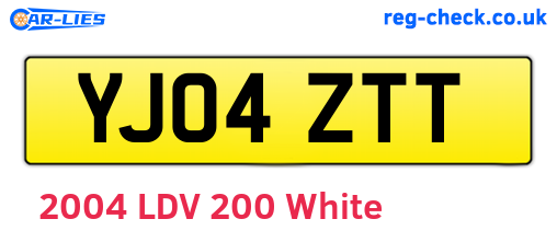 YJ04ZTT are the vehicle registration plates.