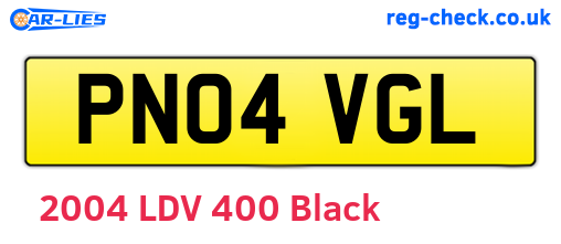 PN04VGL are the vehicle registration plates.