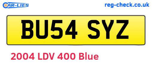 BU54SYZ are the vehicle registration plates.