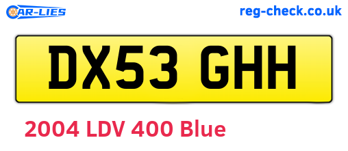 DX53GHH are the vehicle registration plates.