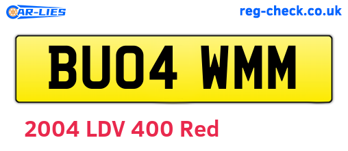 BU04WMM are the vehicle registration plates.