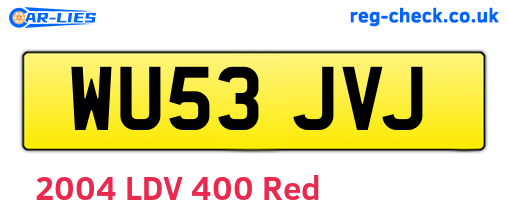 WU53JVJ are the vehicle registration plates.