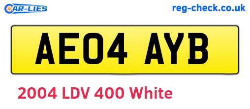AE04AYB are the vehicle registration plates.