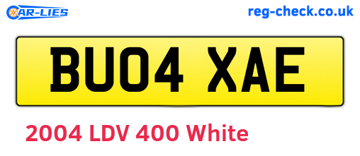 BU04XAE are the vehicle registration plates.