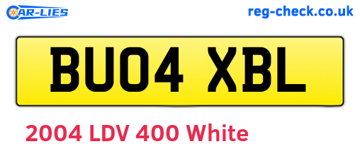 BU04XBL are the vehicle registration plates.