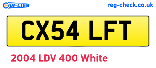CX54LFT are the vehicle registration plates.
