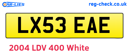 LX53EAE are the vehicle registration plates.