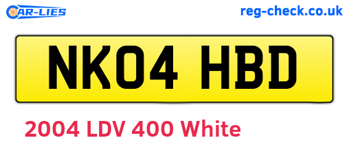 NK04HBD are the vehicle registration plates.