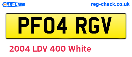 PF04RGV are the vehicle registration plates.