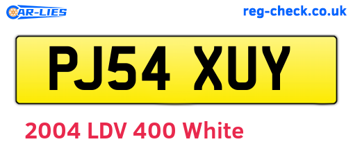 PJ54XUY are the vehicle registration plates.