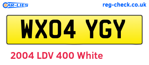 WX04YGY are the vehicle registration plates.