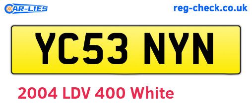 YC53NYN are the vehicle registration plates.