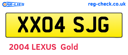 XX04SJG are the vehicle registration plates.