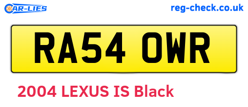 RA54OWR are the vehicle registration plates.