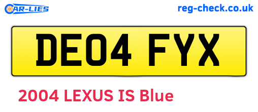 DE04FYX are the vehicle registration plates.