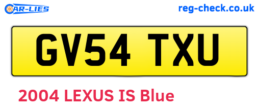 GV54TXU are the vehicle registration plates.