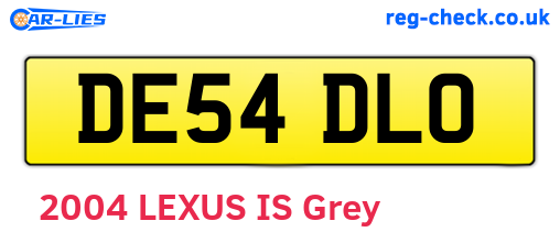 DE54DLO are the vehicle registration plates.