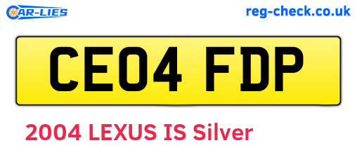 CE04FDP are the vehicle registration plates.