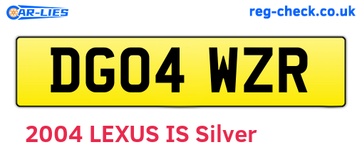 DG04WZR are the vehicle registration plates.