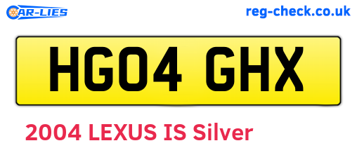 HG04GHX are the vehicle registration plates.