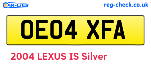 OE04XFA are the vehicle registration plates.