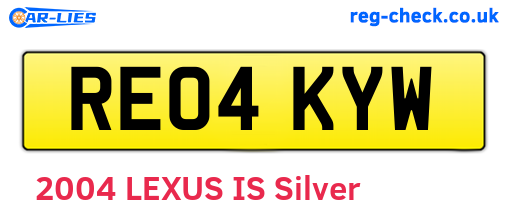 RE04KYW are the vehicle registration plates.