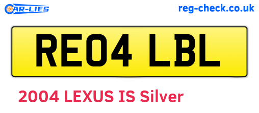 RE04LBL are the vehicle registration plates.