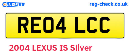 RE04LCC are the vehicle registration plates.