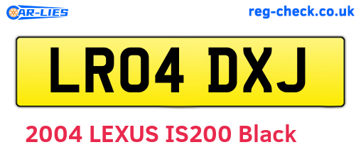 LR04DXJ are the vehicle registration plates.