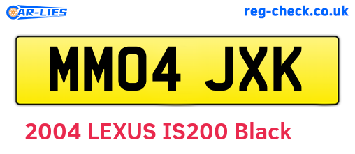 MM04JXK are the vehicle registration plates.