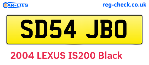 SD54JBO are the vehicle registration plates.