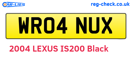 WR04NUX are the vehicle registration plates.