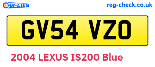 GV54VZO are the vehicle registration plates.