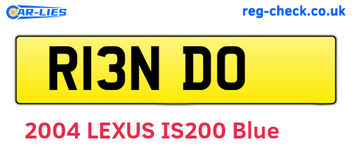 R13NDO are the vehicle registration plates.