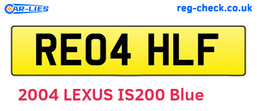 RE04HLF are the vehicle registration plates.