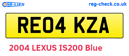 RE04KZA are the vehicle registration plates.