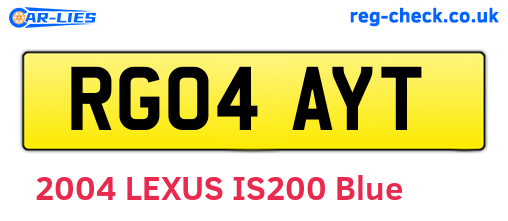 RG04AYT are the vehicle registration plates.