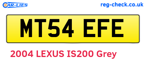 MT54EFE are the vehicle registration plates.