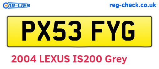 PX53FYG are the vehicle registration plates.