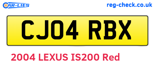 CJ04RBX are the vehicle registration plates.