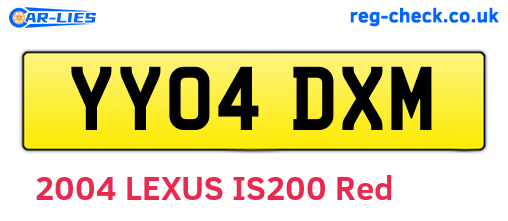 YY04DXM are the vehicle registration plates.