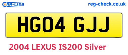 HG04GJJ are the vehicle registration plates.